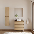 COSYNEO - Meuble de salle de bain 60cm avec plateau et vasque à poser ronde - 3 tiroirs - sans miroir - nebraska (chêne clair) - MAYOR - vignette