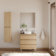 COSYNEO - Meuble de salle de bain 80cm avec plateau et vasque à poser ronde - 3 tiroirs - nebraska (chêne clair) - MAYOR - vignette