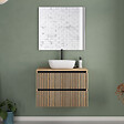 COSYNEO - Meuble de salle de bain 70cm avec plateau et vasque à poser arrondie - 2 tiroirs - roble era (chêne clair) - VENERIA - vignette