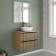 COSYNEO - Meuble de salle de bain 70cm avec plateau et vasque à poser arrondie - 2 tiroirs - roble era (chêne clair) - VENERIA - vignette