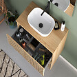 COSYNEO - Meuble de salle de bain 70cm avec plateau et vasque à poser arrondie - 2 tiroirs - roble era (chêne clair) - VENERIA - vignette