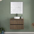 COSYNEO - Meuble de salle de bain 60cm avec plateau et vasque à poser ronde - 2 tiroirs - noyer (bois foncé) - VENERIA - vignette