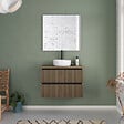 COSYNEO - Meuble de salle de bain 60cm avec plateau et vasque à poser ronde - 2 tiroirs - noyer (bois foncé) - VENERIA - vignette