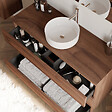 COSYNEO - Meuble de salle de bain 120cm avec plateau et vasque à poser ronde - 3 tiroirs - sans miroir - noyer (bois foncé) - MAYOR - vignette