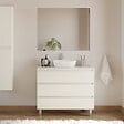 COSYNEO - Meuble de salle de bain 90cm avec plateau et vasque à poser arrondie - 3 tiroirs - blanc brillant - MAYOR - vignette