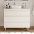COSYNEO - Meuble de salle de bain 90cm avec plateau et vasque à poser arrondie - 3 tiroirs - blanc brillant - MAYOR - vignette