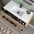 COSYNEO - Meuble de salle de bain 90cm simple vasque - 2 tiroirs - sans miroir - roble era (chêne clair) - VENERIA - vignette