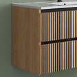 COSYNEO - Meuble de salle de bain 90cm simple vasque - 2 tiroirs - sans miroir - roble era (chêne clair) - VENERIA - vignette