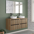 COSYNEO - Meuble de salle de bain 120cm avec plateau et 2 vasques à poser rondes - 4 tiroirs - roble era (chêne clair) - VENERIA - vignette