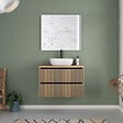 COSYNEO - Meuble de salle de bain 80cm avec plateau et vasque à poser arrondie - 2 tiroirs - sans miroir - roble era (chêne clair) - VENERIA - vignette
