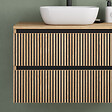 COSYNEO - Meuble de salle de bain 80cm avec plateau et vasque à poser arrondie - 2 tiroirs - sans miroir - roble era (chêne clair) - VENERIA - vignette