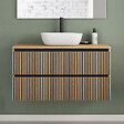COSYNEO - Meuble de salle de bain 90cm avec plateau et vasque à poser arrondie - 2 tiroirs - roble era (chêne clair) - VENERIA - vignette