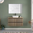 COSYNEO - Meuble de salle de bain 90cm avec plateau et vasque à poser arrondie - 2 tiroirs - roble era (chêne clair) - VENERIA - vignette