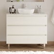COSYNEO - Meuble de salle de bain 100cm avec plateau et vasque à poser arrondie - 3 tiroirs - sans miroir - blanc brillant - MAYOR - vignette