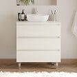 COSYNEO - Meuble de salle de bain 80cm avec plateau et vasque à poser arrondie - 3 tiroirs - sans miroir - blanc brillant - MAYOR - vignette