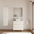 COSYNEO - Meuble de salle de bain 80cm avec plateau et vasque à poser arrondie - 3 tiroirs - sans miroir - blanc brillant - MAYOR - vignette