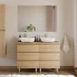 COSYNEO - Meuble de salle de bain 120cm avec plateau et 2 vasques à poser arrondies - 6 tiroirs - nebraska (chêne clair) - MAYOR - vignette