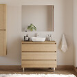 COSYNEO - Meuble de salle de bain 100cm avec plateau et vasque à poser arrondie - 3 tiroirs - nebraska (chêne clair) - MAYOR - vignette