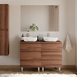 COSYNEO - Meuble de salle de bain 120cm avec plateau et 2 vasques à poser arrondies - 6 tiroirs - noyer (bois foncé) - MAYOR - vignette
