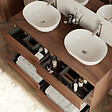 COSYNEO - Meuble de salle de bain 120cm avec plateau et 2 vasques à poser arrondies - 6 tiroirs - noyer (bois foncé) - MAYOR - vignette
