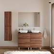 COSYNEO - Meuble de salle de bain 120cm avec plateau et 2 vasques à poser arrondies - 6 tiroirs - noyer (bois foncé) - MAYOR - vignette