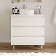 COSYNEO - Meuble de salle de bain 80cm avec plateau et vasque à poser ronde - 3 tiroirs - sans miroir - blanc brillant - MAYOR - vignette