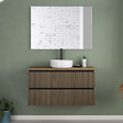 COSYNEO - Meuble de salle de bain 90cm avec plateau et vasque à poser ronde - 2 tiroirs - noyer (bois foncé) - VENERIA - vignette