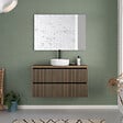 COSYNEO - Meuble de salle de bain 90cm avec plateau et vasque à poser ronde - 2 tiroirs - noyer (bois foncé) - VENERIA - vignette