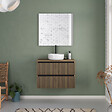 COSYNEO - Meuble de salle de bain 70cm avec plateau et vasque à poser ronde - 2 tiroirs - sans miroir - noyer (bois foncé) - VENERIA - vignette