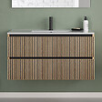 COSYNEO - Meuble de salle de bain 90cm simple vasque - 2 tiroirs - roble era (chêne clair) - VENERIA - vignette