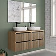 COSYNEO - Meuble de salle de bain 140cm avec plateau et 2 vasques à poser arrondies - 4 tiroirs - roble era (chêne clair) - VENERIA - vignette