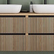 COSYNEO - Meuble de salle de bain 140cm avec plateau et 2 vasques à poser arrondies - 4 tiroirs - roble era (chêne clair) - VENERIA - vignette
