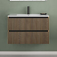 COSYNEO - Meuble de salle de bain 80cm simple vasque - 2 tiroirs - sans miroir - noyer (bois foncé) - VENERIA - vignette