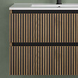 COSYNEO - Meuble de salle de bain 80cm simple vasque - 2 tiroirs - sans miroir - noyer (bois foncé) - VENERIA - vignette