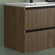 COSYNEO - Meuble de salle de bain 80cm simple vasque - 2 tiroirs - sans miroir - noyer (bois foncé) - VENERIA - vignette