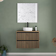 COSYNEO - Meuble de salle de bain 70cm avec plateau et vasque à poser ronde - 2 tiroirs - noyer (bois foncé) - VENERIA - vignette