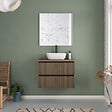COSYNEO - Meuble de salle de bain 70cm avec plateau et vasque à poser arrondie - 2 tiroirs - noyer (bois foncé) - VENERIA - vignette