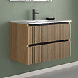 COSYNEO - Meuble de salle de bain 80cm simple vasque - 2 tiroirs - sans miroir - roble era (chêne clair) - VENERIA - vignette