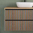 COSYNEO - Meuble de salle de bain 100cm avec plateau et vasque à poser arrondie - 2 tiroirs - sans miroir - roble era (chêne clair) - VENERIA - vignette