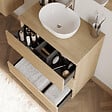 COSYNEO - Meuble de salle de bain 60cm avec plateau et vasque à poser arrondie - 3 tiroirs - nebraska (chêne clair) - MAYOR - vignette