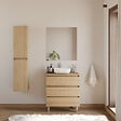 COSYNEO - Meuble de salle de bain 60cm avec plateau et vasque à poser arrondie - 3 tiroirs - nebraska (chêne clair) - MAYOR - vignette