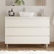 COSYNEO - Meuble de salle de bain 120cm avec plateau et vasque à poser arrondie - 3 tiroirs - sans miroir - blanc brillant - MAYOR - vignette