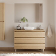 COSYNEO - Meuble de salle de bain 120cm avec plateau et vasque à poser arrondie - 3 tiroirs - nebraska (chêne clair) - MAYOR - vignette