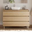 COSYNEO - Meuble de salle de bain 120cm avec plateau et vasque à poser arrondie - 3 tiroirs - nebraska (chêne clair) - MAYOR - vignette