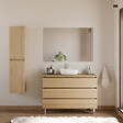 COSYNEO - Meuble de salle de bain 120cm avec plateau et vasque à poser arrondie - 3 tiroirs - nebraska (chêne clair) - MAYOR - vignette