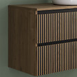 COSYNEO - Meuble de salle de bain 100cm avec plateau et vasque à poser ronde - 2 tiroirs - sans miroir - noyer (bois foncé) - VENERIA - vignette