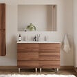 COSYNEO - Meuble de salle de bain 120cm double vasque - 6 tiroirs - noyer (bois foncé) - MAYOR - vignette