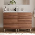 COSYNEO - Meuble de salle de bain 120cm double vasque - 6 tiroirs - noyer (bois foncé) - MAYOR - vignette