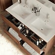 COSYNEO - Meuble de salle de bain 120cm double vasque - 6 tiroirs - noyer (bois foncé) - MAYOR - vignette