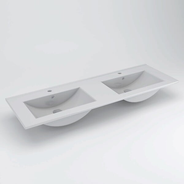 COSYNEO - Meuble de salle de bain 120cm double vasque - 6 tiroirs - noyer (bois foncé) - MAYOR - large